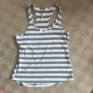 Striped Gray and White Women's Tank Top